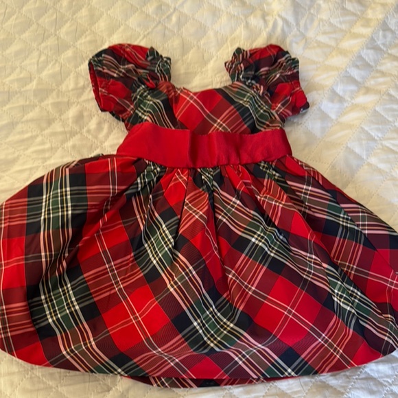 Janie and Jack Red Plaid Christmas Dress with Fur Vest - Picture 3 of 4